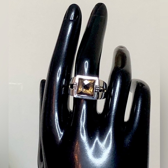 MICHAEL DAWKINS Smokey Quartz Sterling Silver Starry Night Faceted Cocktail Ring - Picture 7 of 17